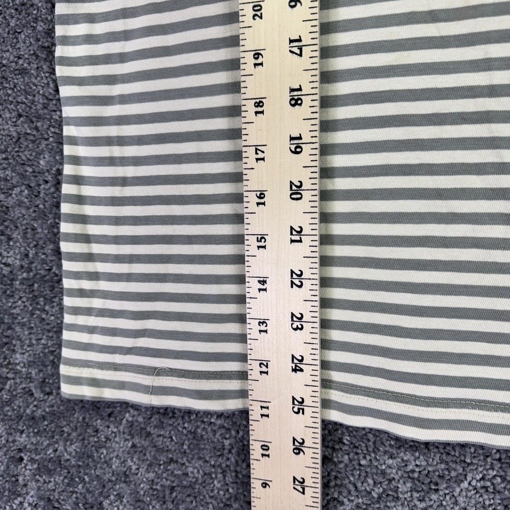 Vintage Dockers Shirt Womens 1X Beige Striped Short Sleeve Crew Neck Nautical - Picture 5 of 10